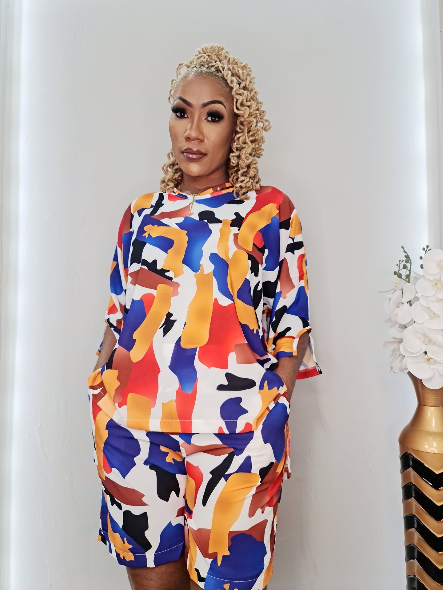 Sylvia Abstract Print Short Set