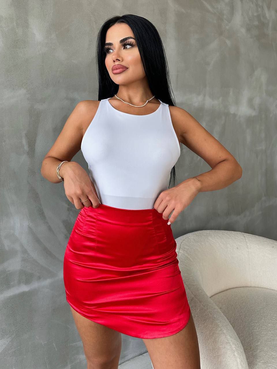 Sky Sateen Mini Skirt