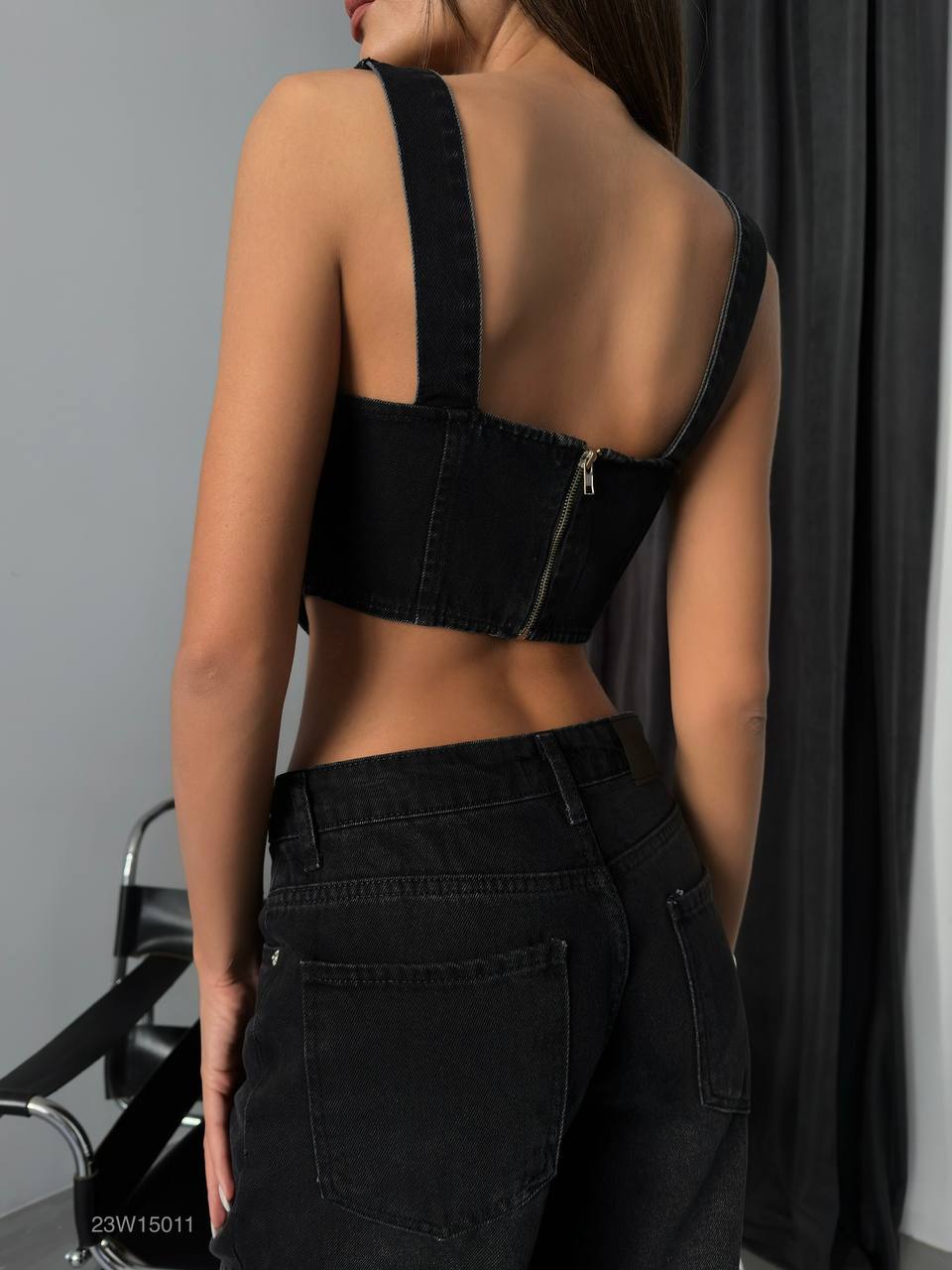 Collins Denim Bustier Top