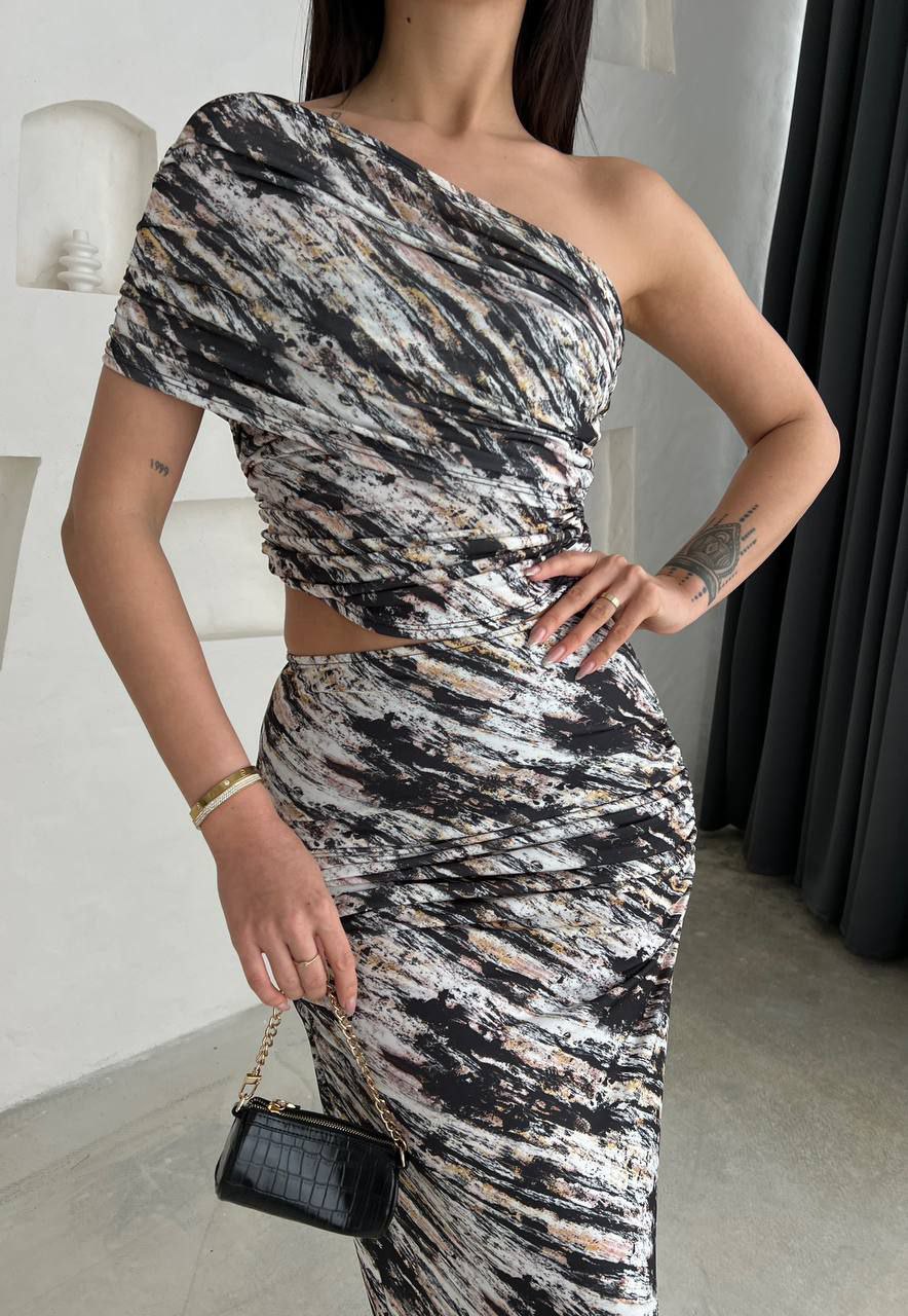 Ada One Shoulder Skirt Set