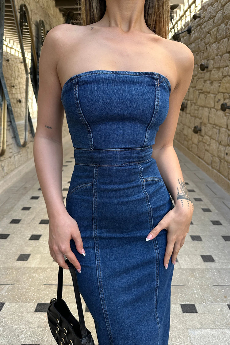 Vicky Tube Denim Dress