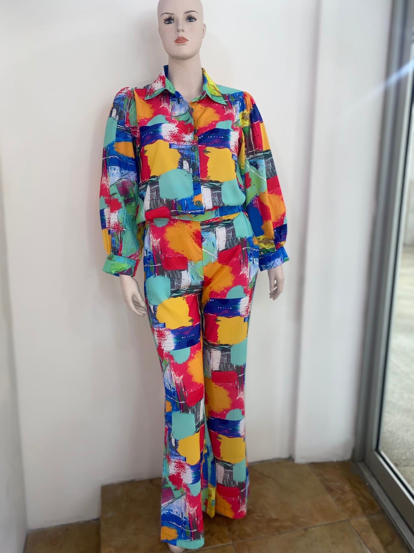 Reba Patchwork Pant Set