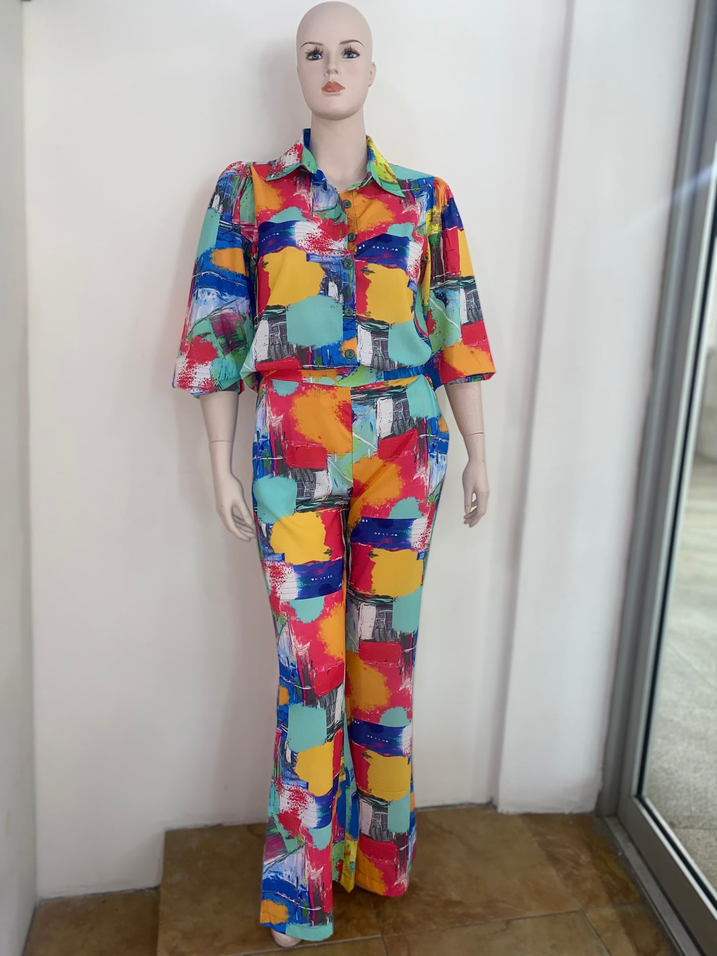 Reba Patchwork Pant Set