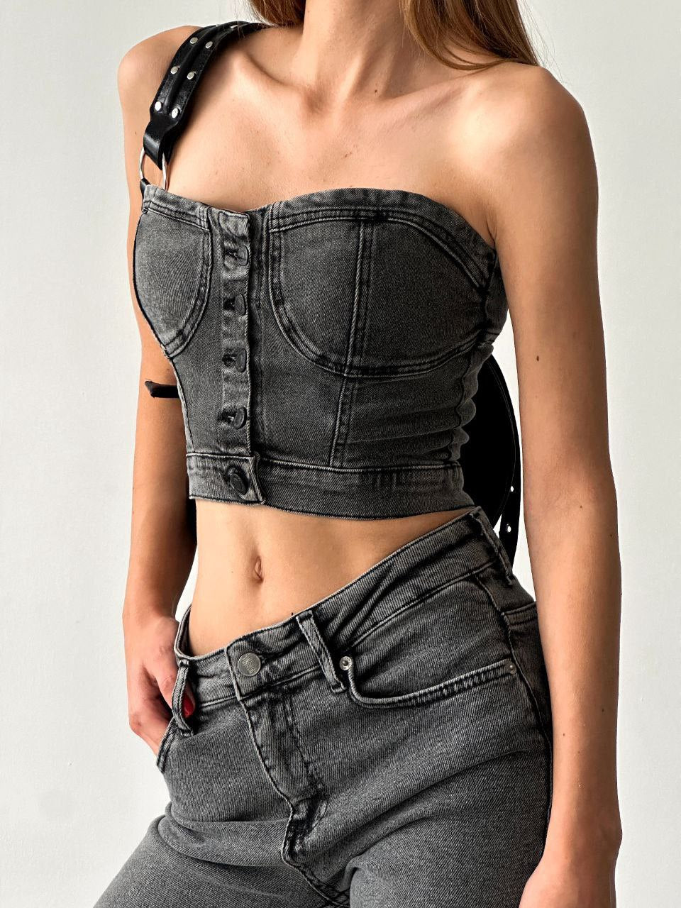 Odine Denim Bustier Top