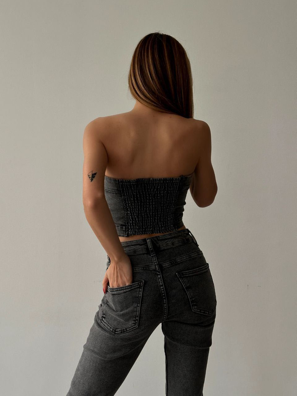 Odine Denim Bustier Top