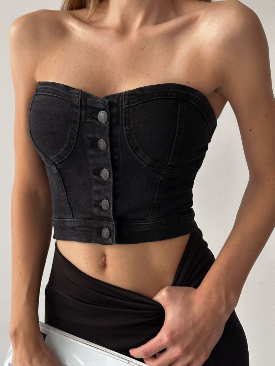 Odine Denim Bustier Top