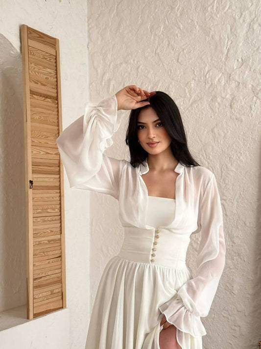 Snow - Dress with Gold Button Details